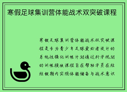 寒假足球集训营体能战术双突破课程